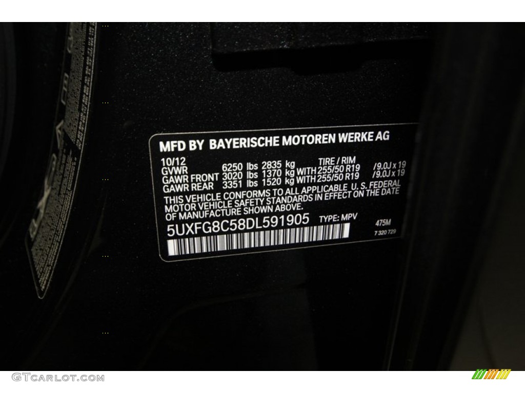 2013 X6 Color Code 475 for Black Sapphire Metallic Photo #74057867