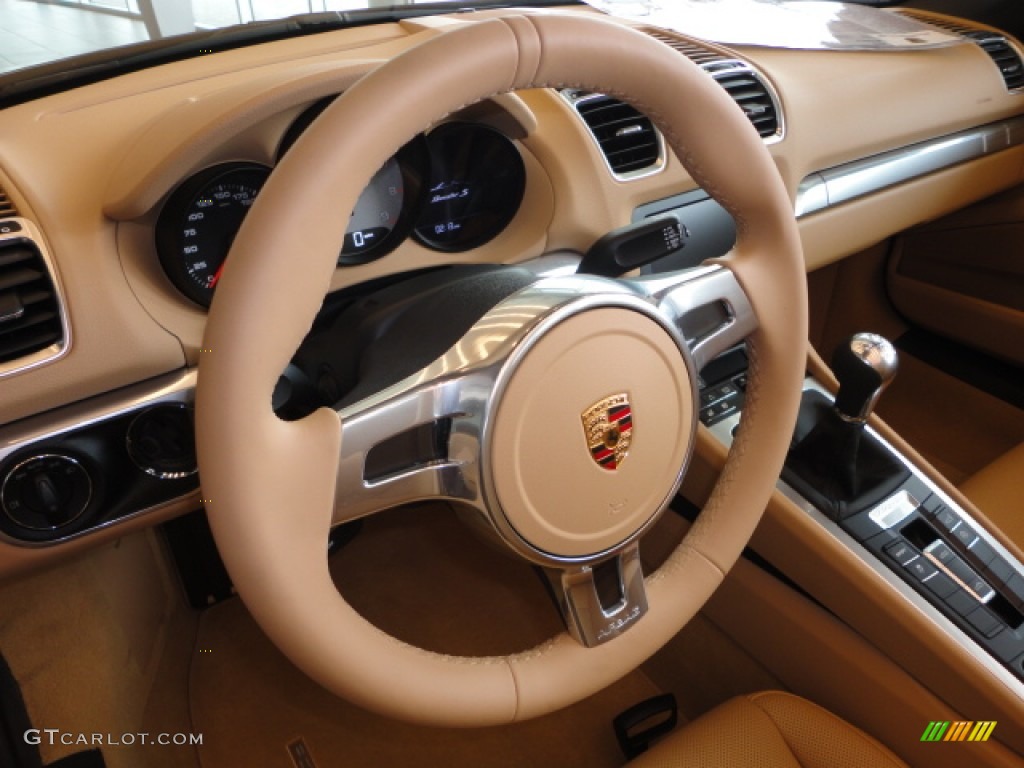 2013 Porsche Boxster S Luxor Beige Steering Wheel Photo #74061194