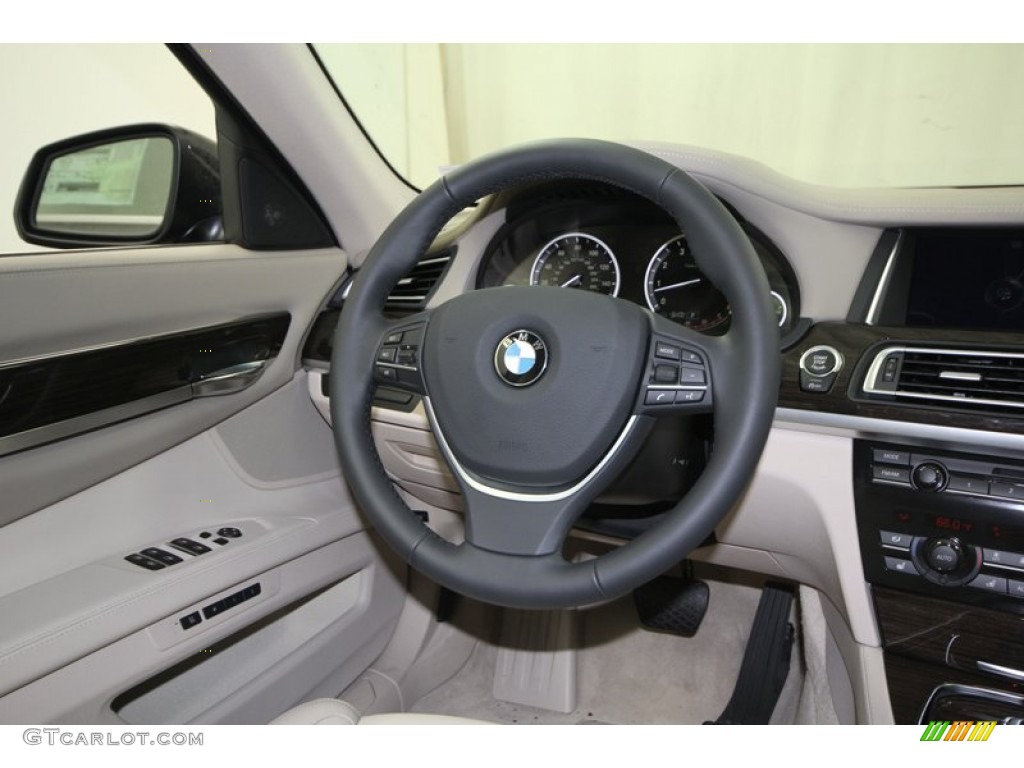 2013 BMW 7 Series 750Li Sedan Oyster Steering Wheel Photo #74062355