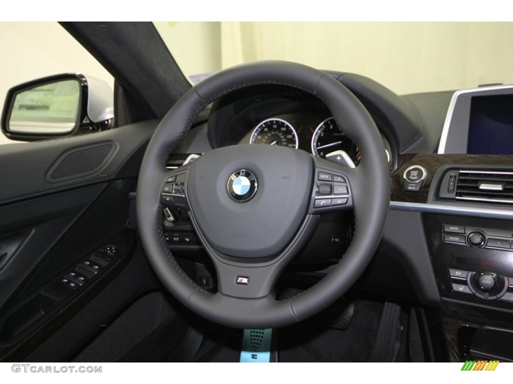 2013 BMW 6 Series 650i Gran Coupe Black Steering Wheel Photo #74063735