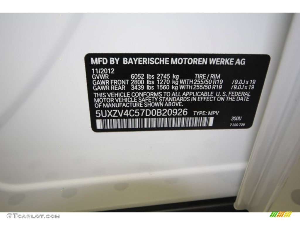 2013 X5 Color Code 300 for Alpine White Photo #74065391