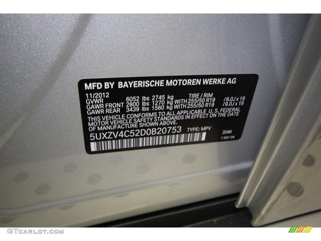 2013 X5 Color Code 354 for Titanium Silver Metallic Photo #74066045