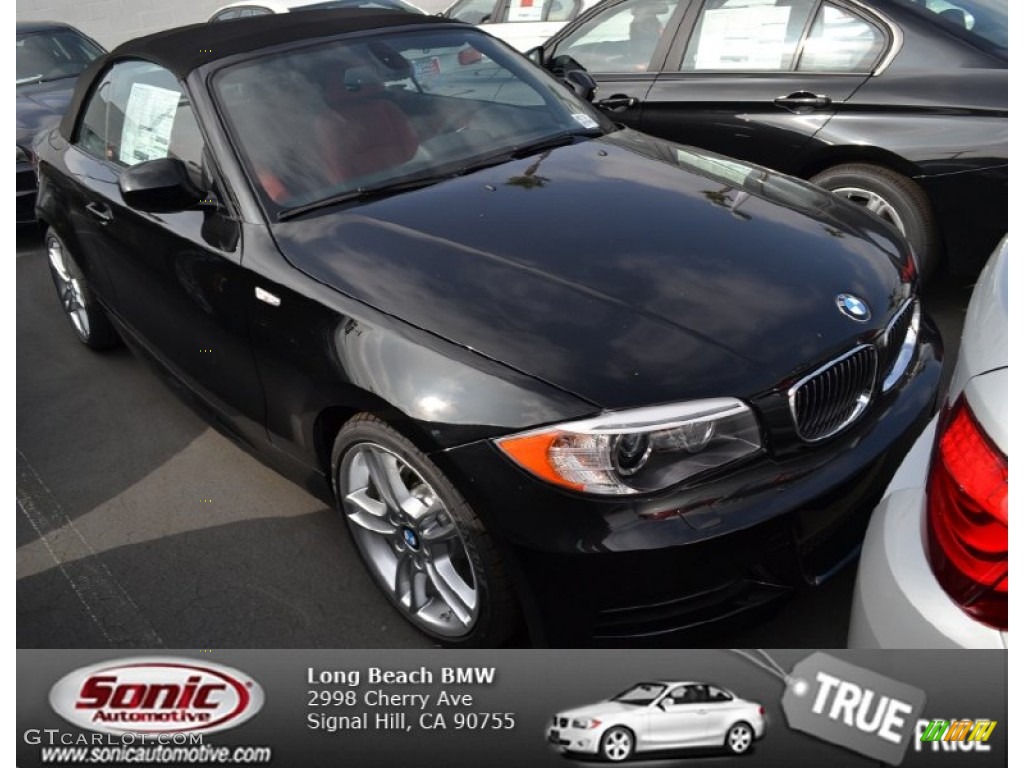 2013 1 Series 135i Convertible - Jet Black / Coral Red photo #1