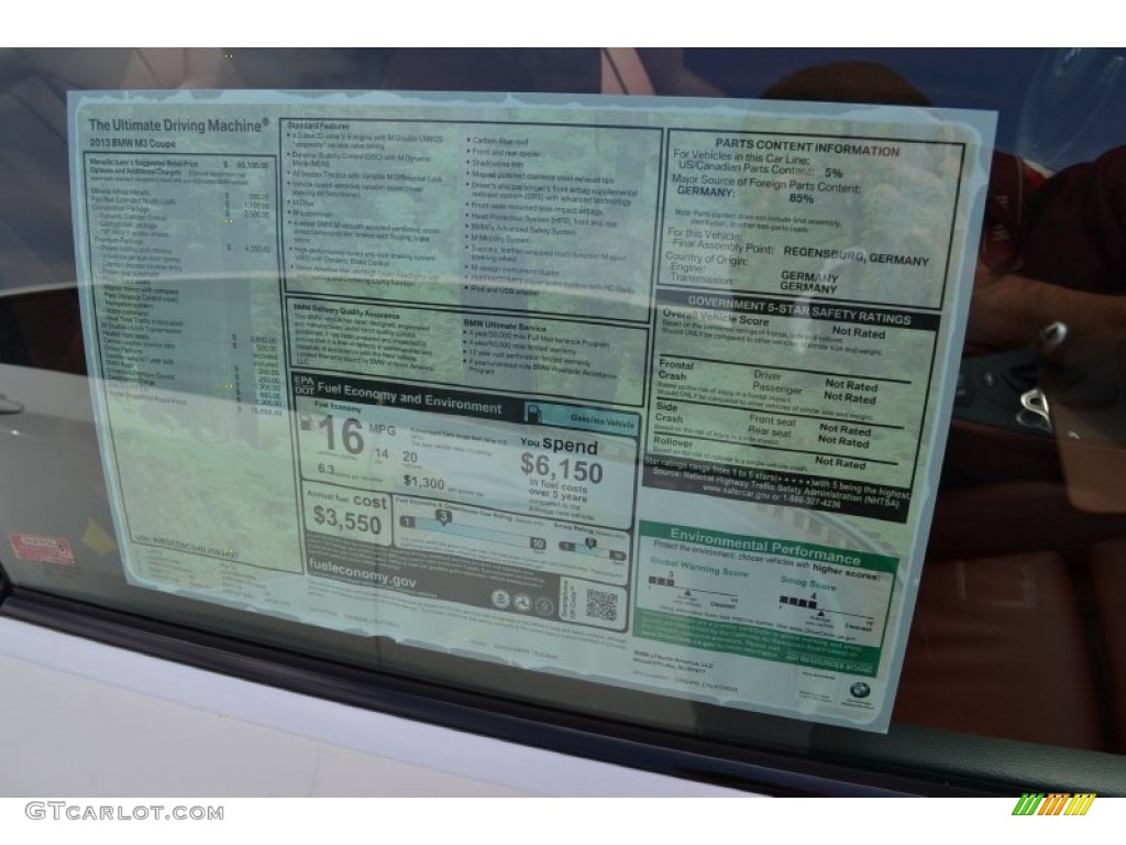 2013 BMW M3 Coupe Window Sticker Photo #74068994