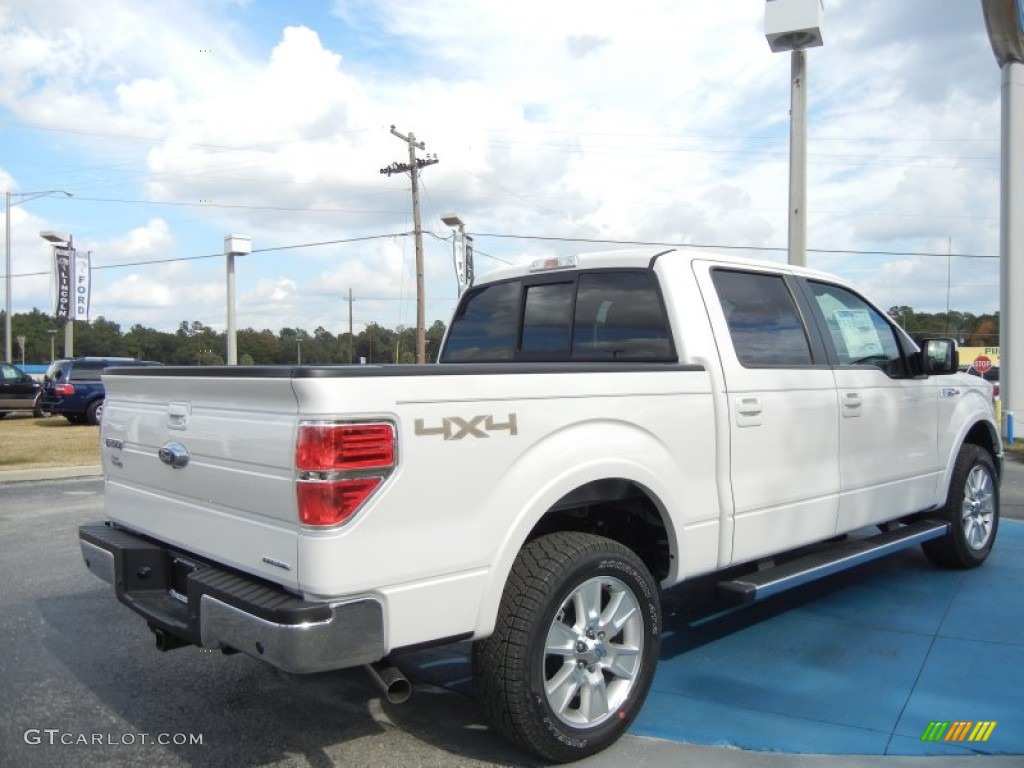 2013 F150 Lariat SuperCrew 4x4 - White Platinum Metallic Tri-Coat / Adobe photo #3