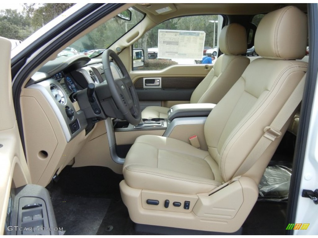 2013 F150 Lariat SuperCrew 4x4 - White Platinum Metallic Tri-Coat / Adobe photo #6