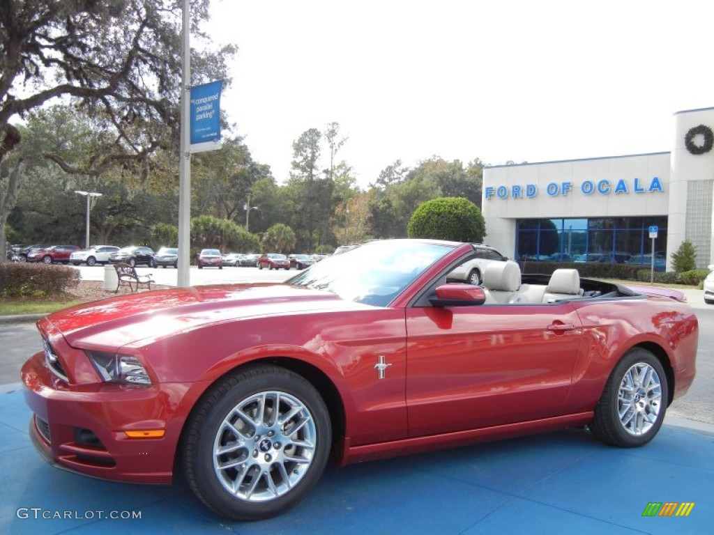 2013 Mustang V6 Premium Convertible - Red Candy Metallic / Stone photo #4