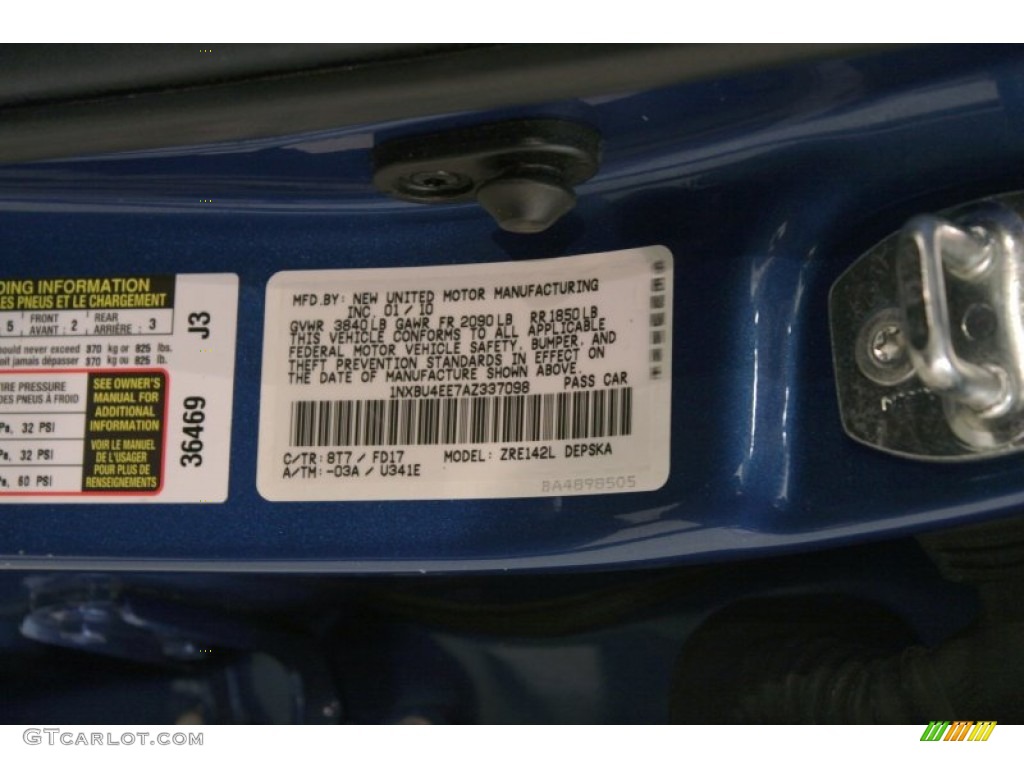 2010 Corolla Color Code 8T7 for Blue Streak Metallic Photo #74074810