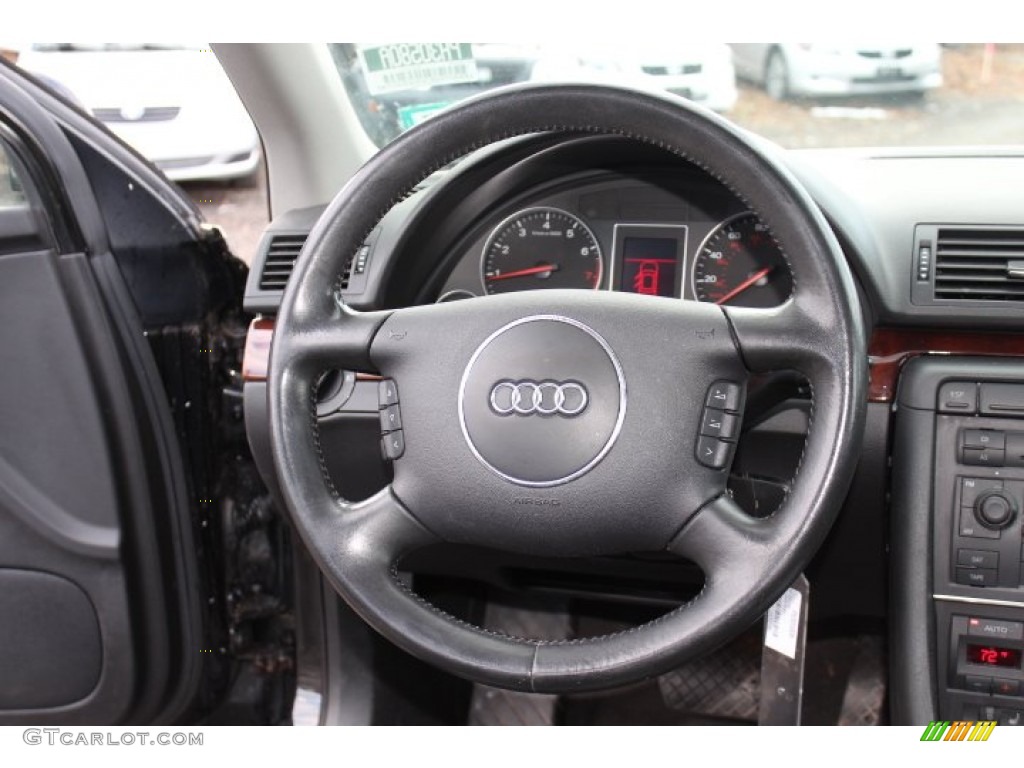 2004 Audi A4 3.0 quattro Avant Ebony Steering Wheel Photo #74075657
