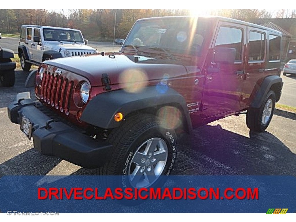 2013 Wrangler Unlimited Sport S 4x4 - Deep Cherry Red Crystal Pearl / Black photo #1