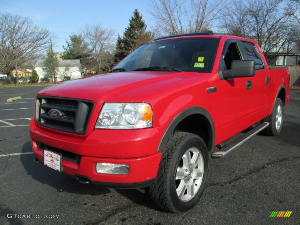 Bright Red 2005 Ford F150 FX4 SuperCrew 4x4 Exterior Photo #74081003