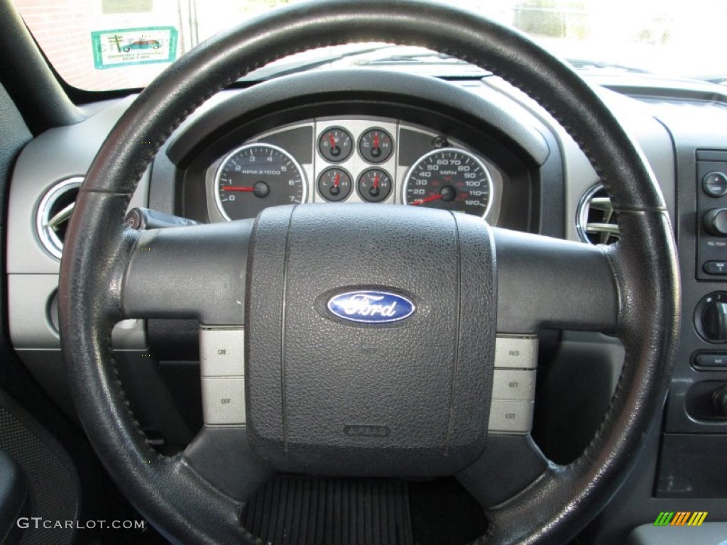 2005 Ford F150 FX4 SuperCrew 4x4 Black Steering Wheel Photo #74081450