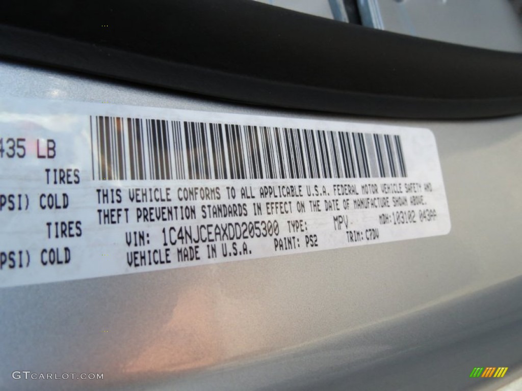 2013 Compass Color Code PS2 for Bright Silver Metallic Photo #74086793