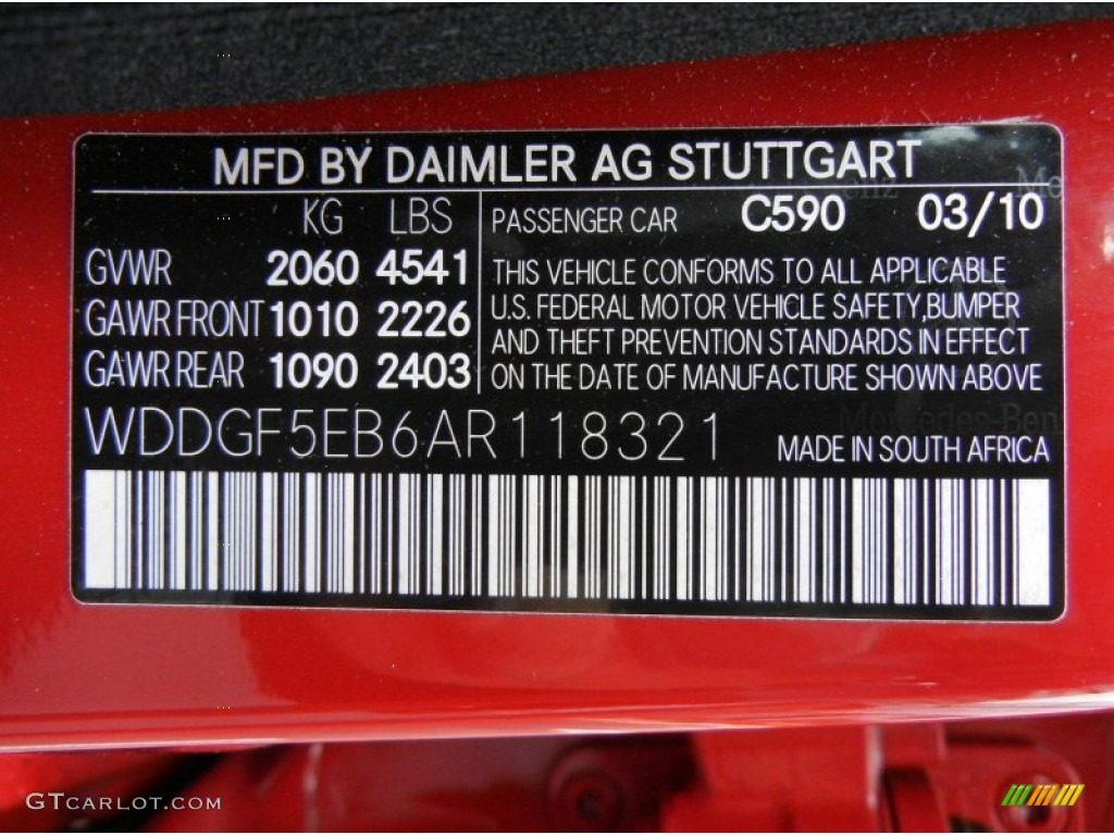 2010 C Color Code 590 for Mars Red Photo #74087807