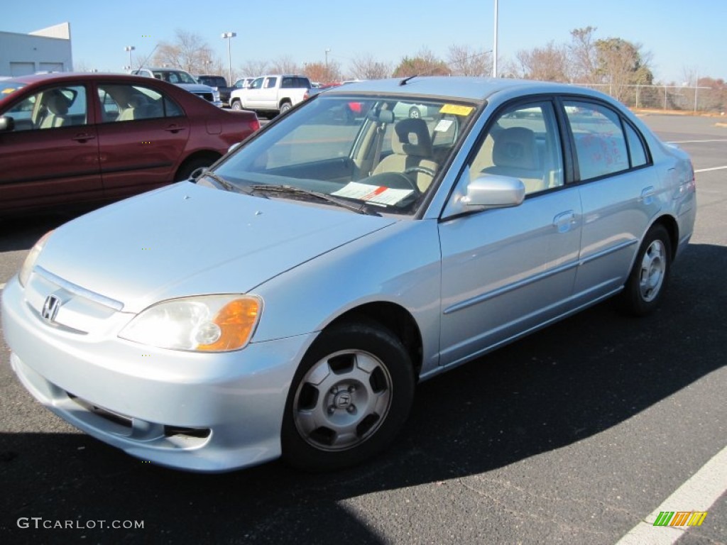 2003 Civic Hybrid Sedan - Opal Silver Blue Metallic / Beige photo #1