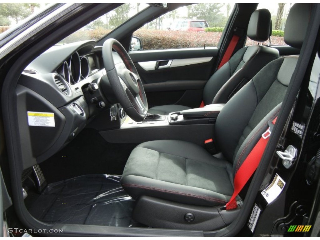 Black/Red Stitch w/DINAMICA Inserts Interior 2013 Mercedes-Benz C 250 Sport Photo #74091106