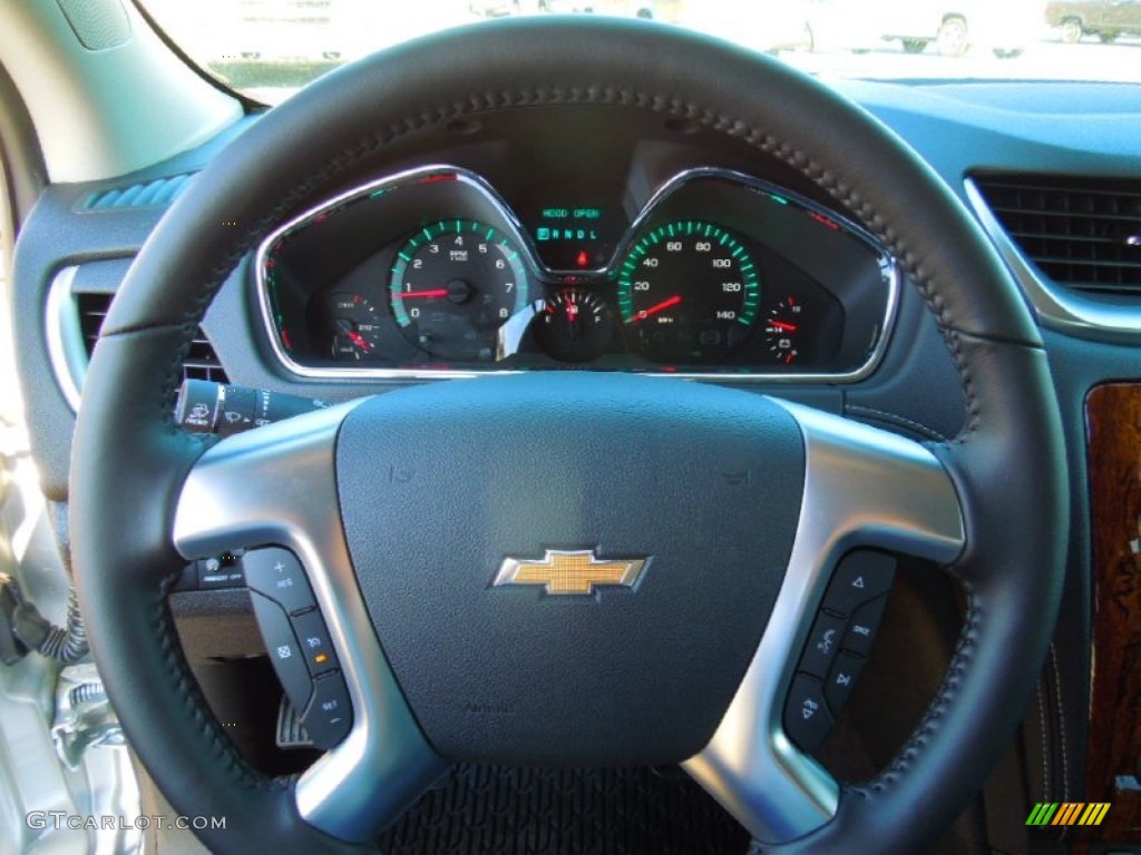 2013 Chevrolet Traverse LT Ebony Steering Wheel Photo #74096461