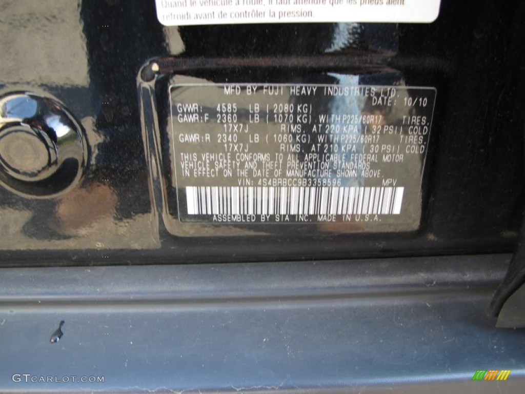 2011 Outback 2.5i Premium Wagon - Crystal Black Silica / Off Black photo #28