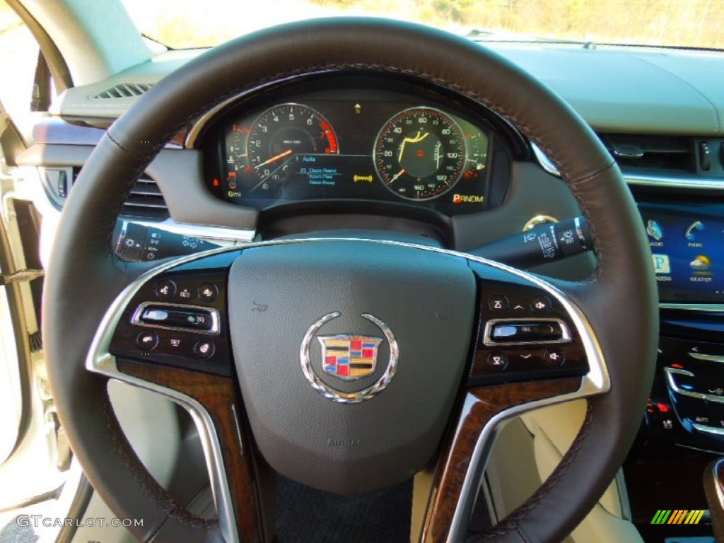 2013 Cadillac XTS Platinum FWD Very Light Platinum/Dark Urban/Cocoa Opus Full Leather Steering Wheel Photo #74107453