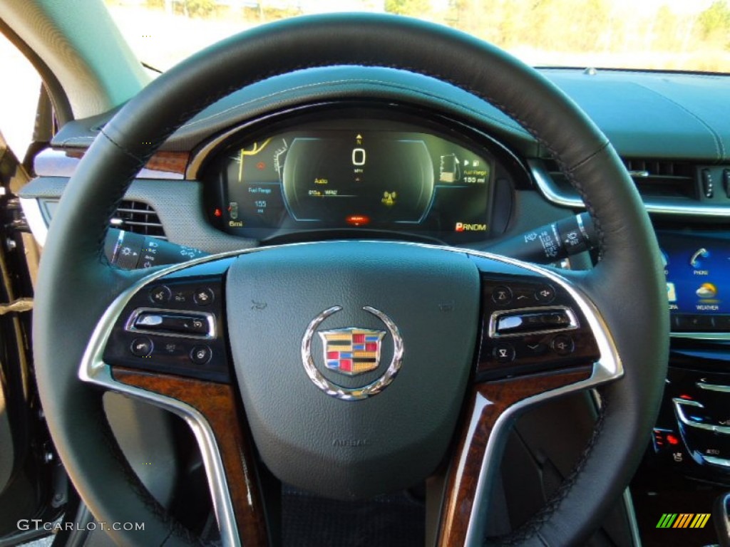 2013 Cadillac XTS Premium FWD Jet Black Steering Wheel Photo #74108047