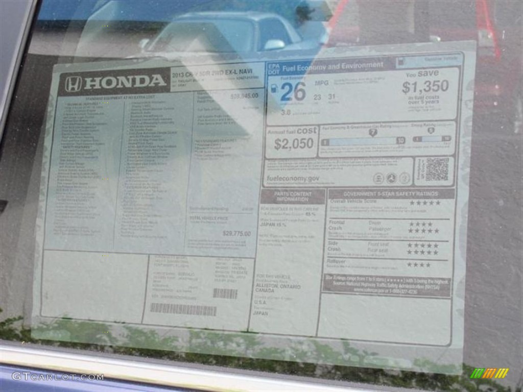 2013 CR-V EX-L - Twilight Blue Metallic / Gray photo #9