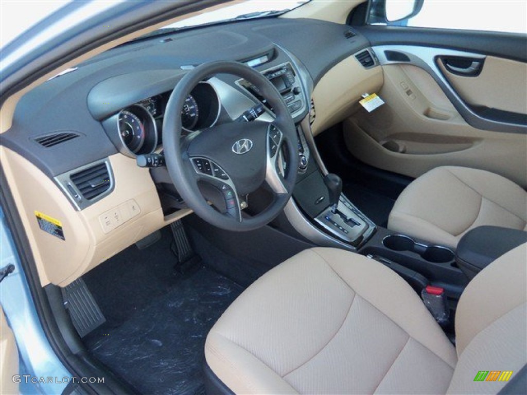 2013 Elantra GLS - Blue Sky Metallic / Beige photo #8