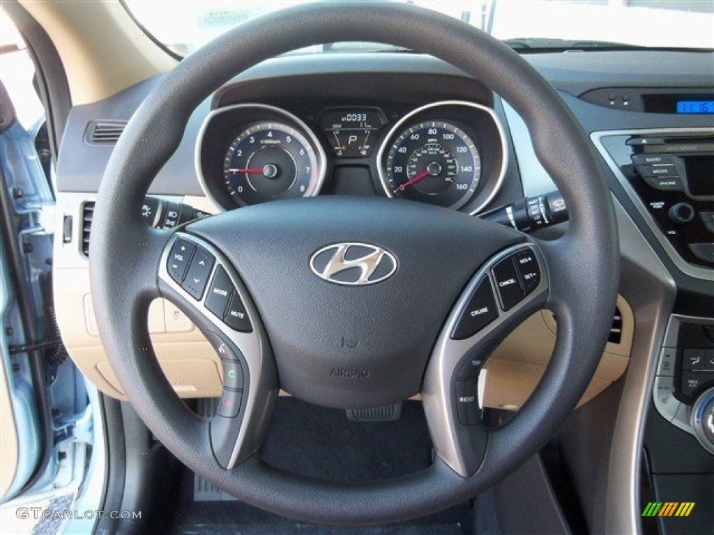 2013 Elantra GLS - Blue Sky Metallic / Beige photo #12