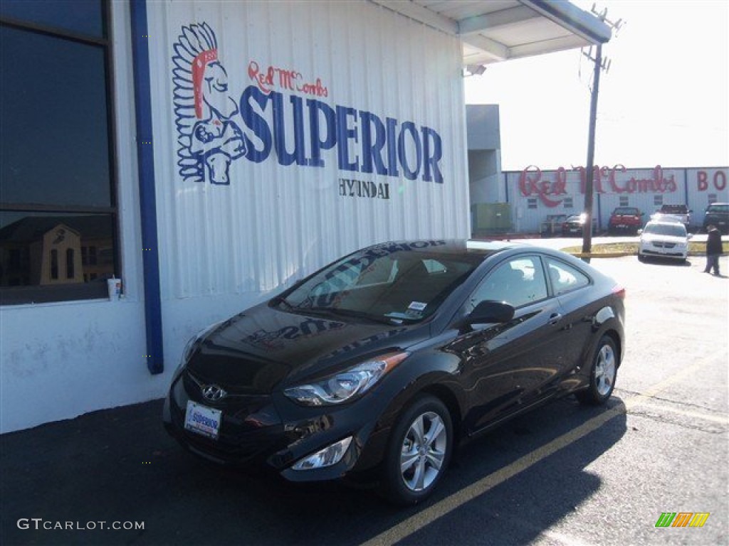 2013 Elantra Coupe GS - Black Noir Pearl / Beige photo #1