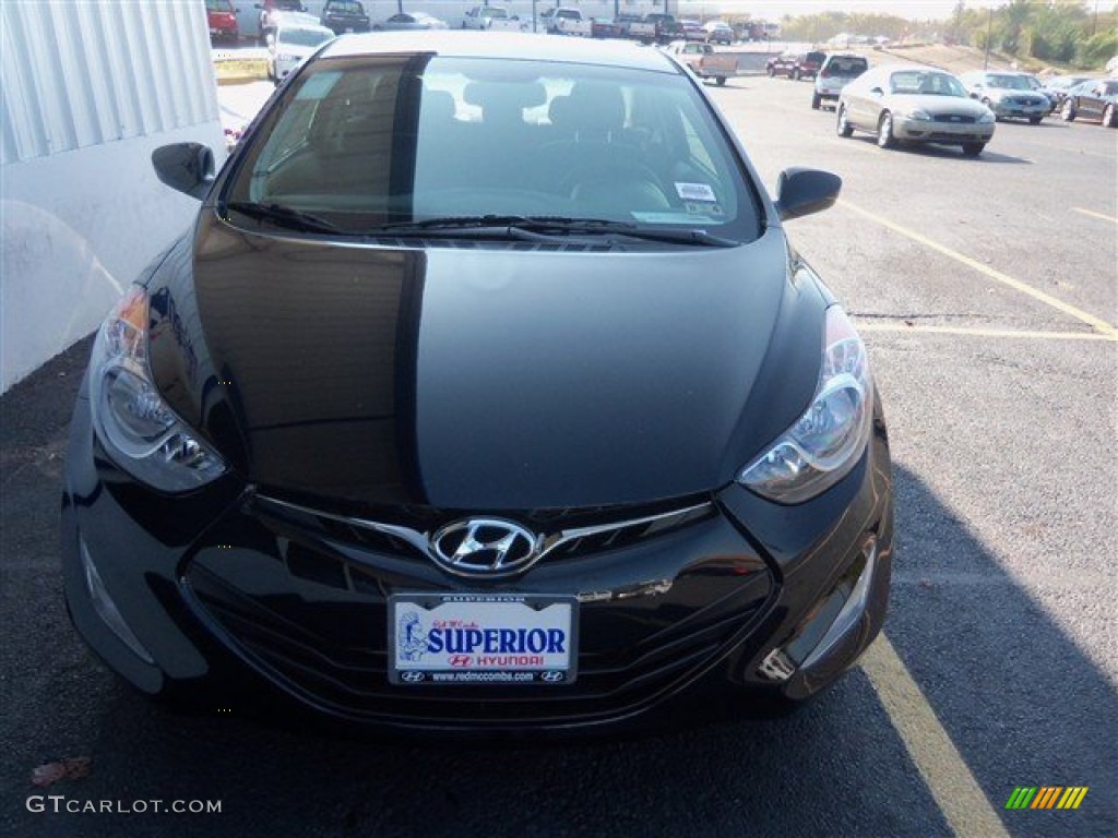 2013 Elantra Coupe GS - Black Noir Pearl / Beige photo #2