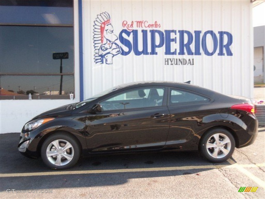 2013 Elantra Coupe GS - Black Noir Pearl / Beige photo #4