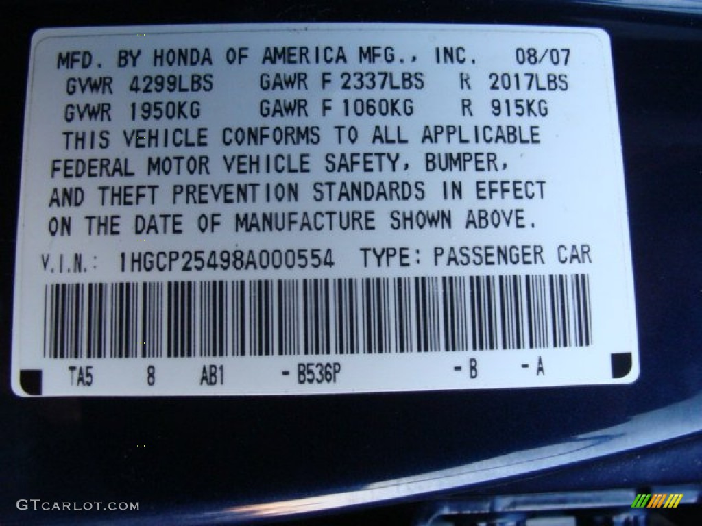 Honda royal blue pearl color code #5