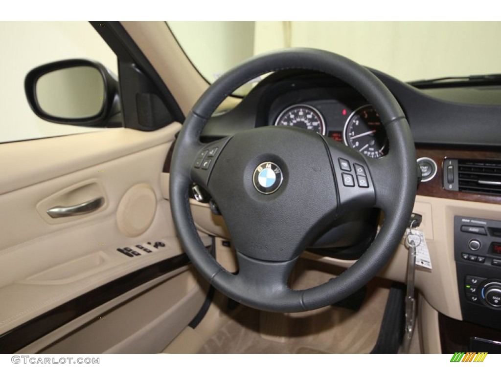 2011 BMW 3 Series 328i Sedan Beige Steering Wheel Photo #74119039