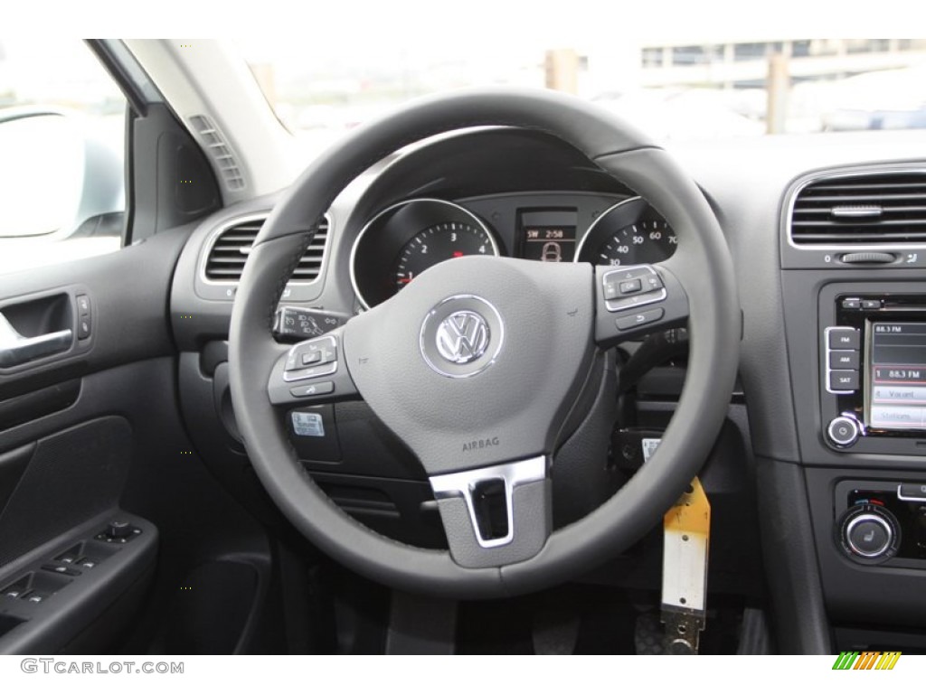 2013 Volkswagen Jetta TDI SportWagen Titan Black Steering Wheel Photo #74121913
