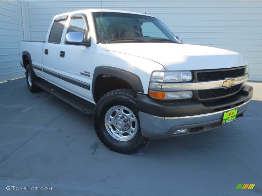 2002 Silverado 2500 LT Crew Cab - Summit White / Tan photo #1