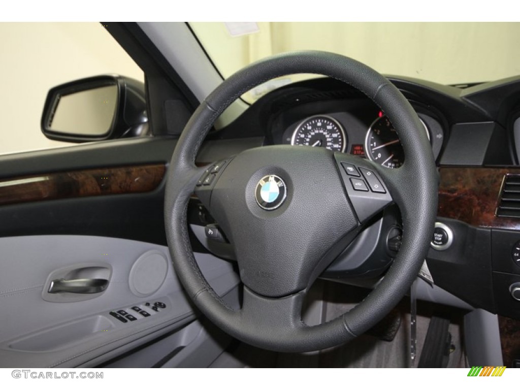 2010 BMW 5 Series 528i Sedan Gray Steering Wheel Photo #74126206