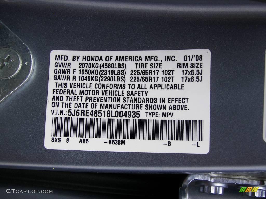 2008 CR-V EX 4WD - Glacier Blue Metallic / Gray photo #16