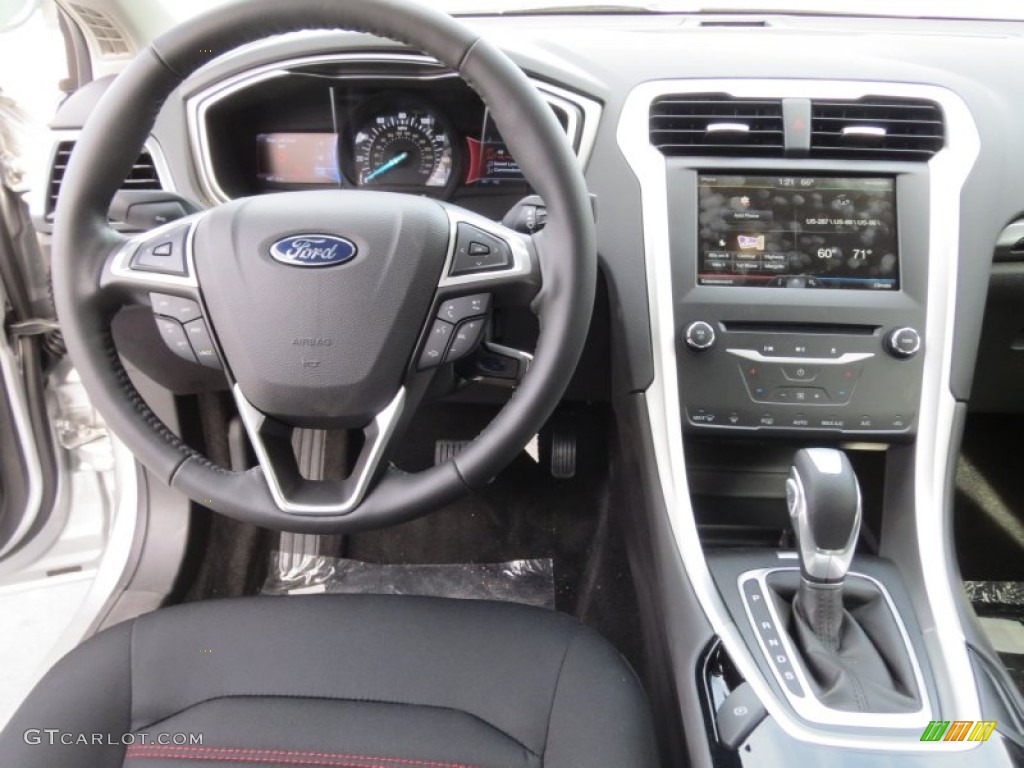 2013 Ford Fusion SE 1.6 EcoBoost SE Appearance Package Charcoal Black/Red Stitching Dashboard Photo #74132977