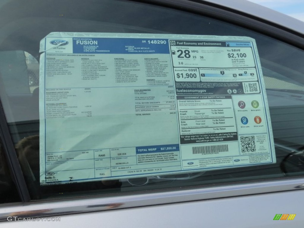 2013 Ford Fusion SE 1.6 EcoBoost Window Sticker Photo #74133170