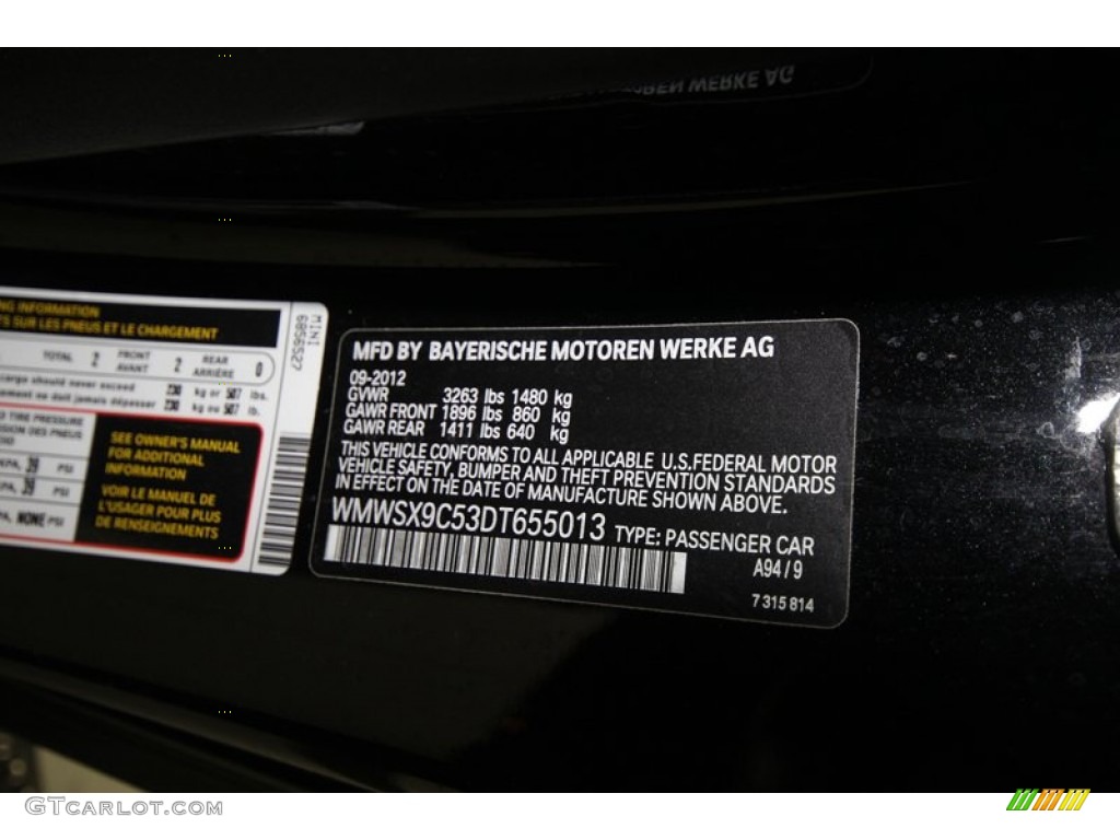 2013 Cooper Color Code A94 for Midnight Black Metallic Photo #74134643