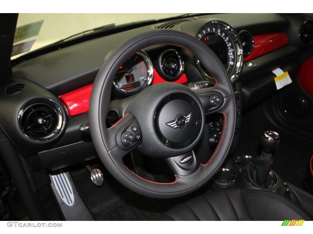 2013 Mini Cooper John Cooper Works Coupe Championship Lounge Leather/Red Piping Steering Wheel Photo #74134894