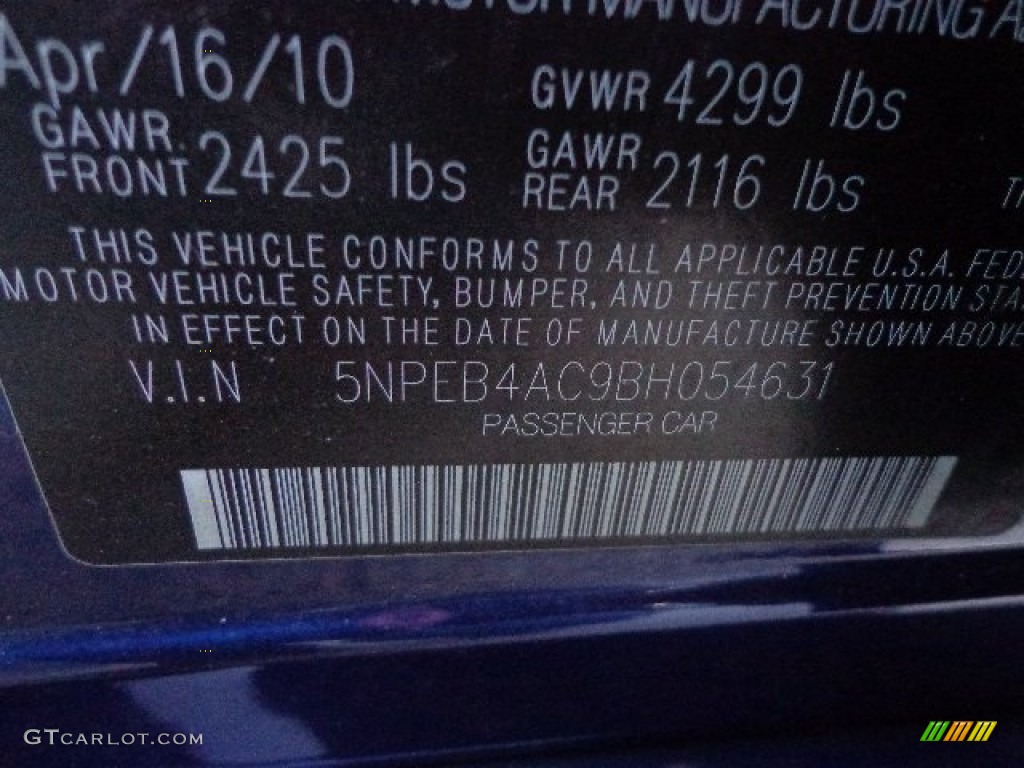 2011 Sonata GLS - Indigo Blue Pearl / Gray photo #17