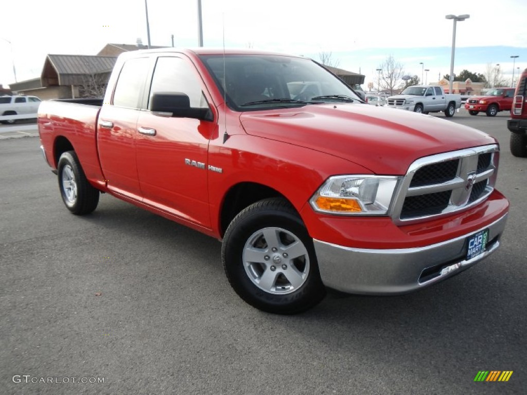 2010 Ram 1500 SLT Quad Cab 4x4 - Flame Red / Dark Slate/Medium Graystone photo #1