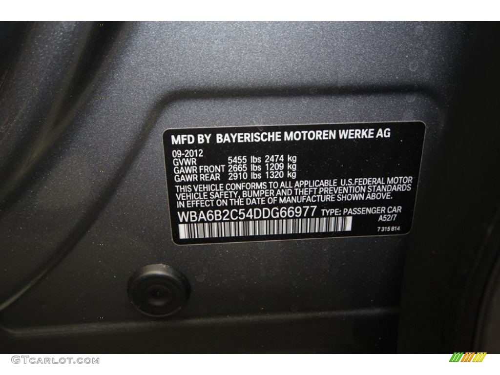 2013 6 Series Color Code A52 for Space Gray Metallic Photo #74145908