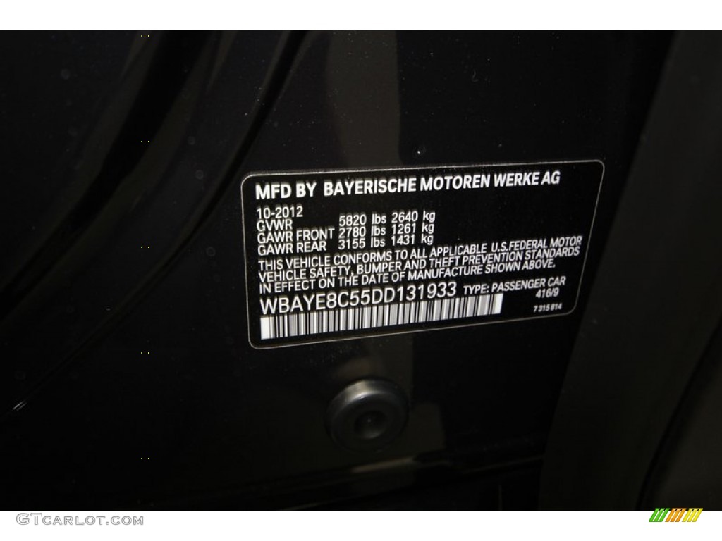 2013 7 Series Color Code 416 for Carbon Black Metallic Photo #74146972