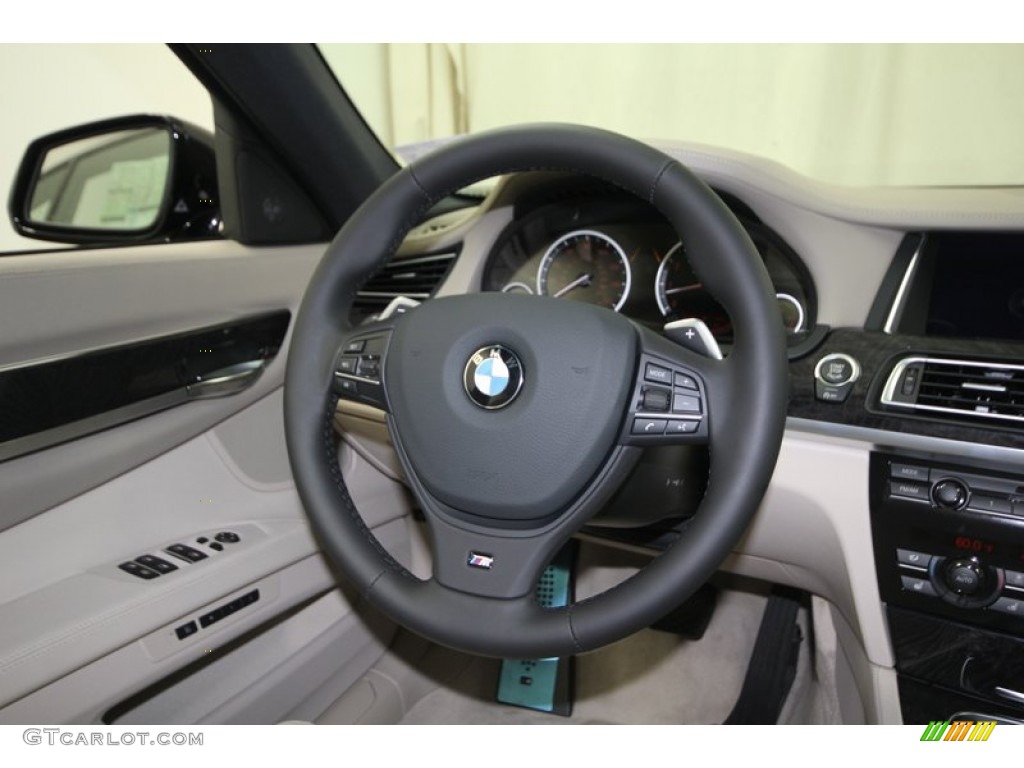 2013 BMW 7 Series 750Li Sedan Oyster Steering Wheel Photo #74147296