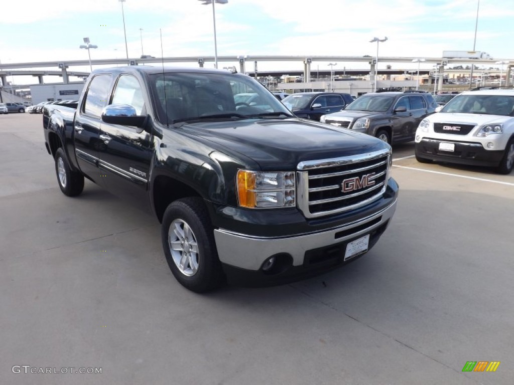 2013 Sierra 1500 SLE Crew Cab - Mineral Green Metallic / Very Dark Cashmere/Light Cashmere photo #7