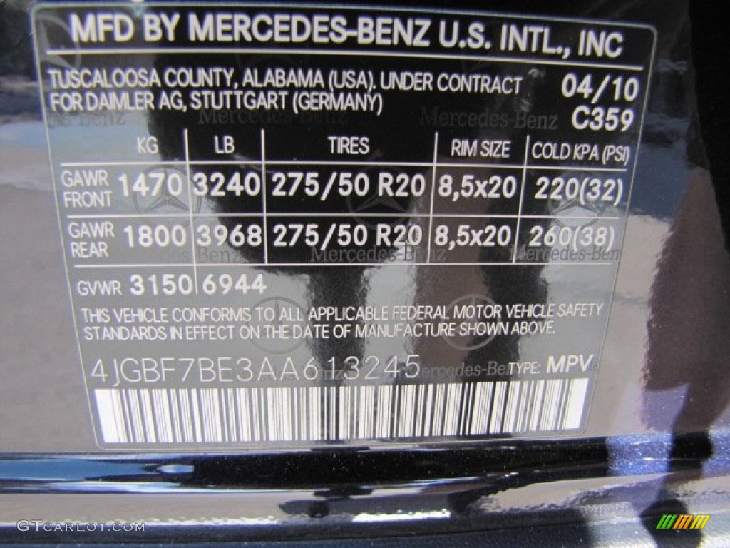 2010 GL Color Code 359 for Capri Blue Metallic Photo #74152957