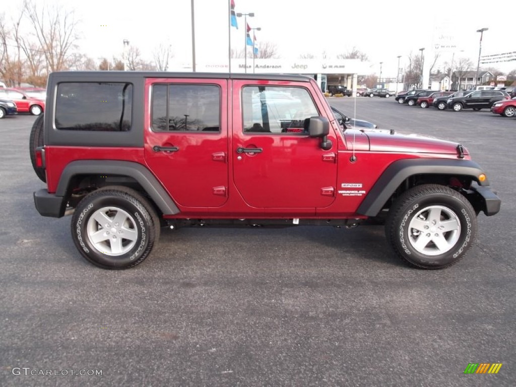 2013 Wrangler Unlimited Sport S 4x4 - Deep Cherry Red Crystal Pearl / Black photo #2
