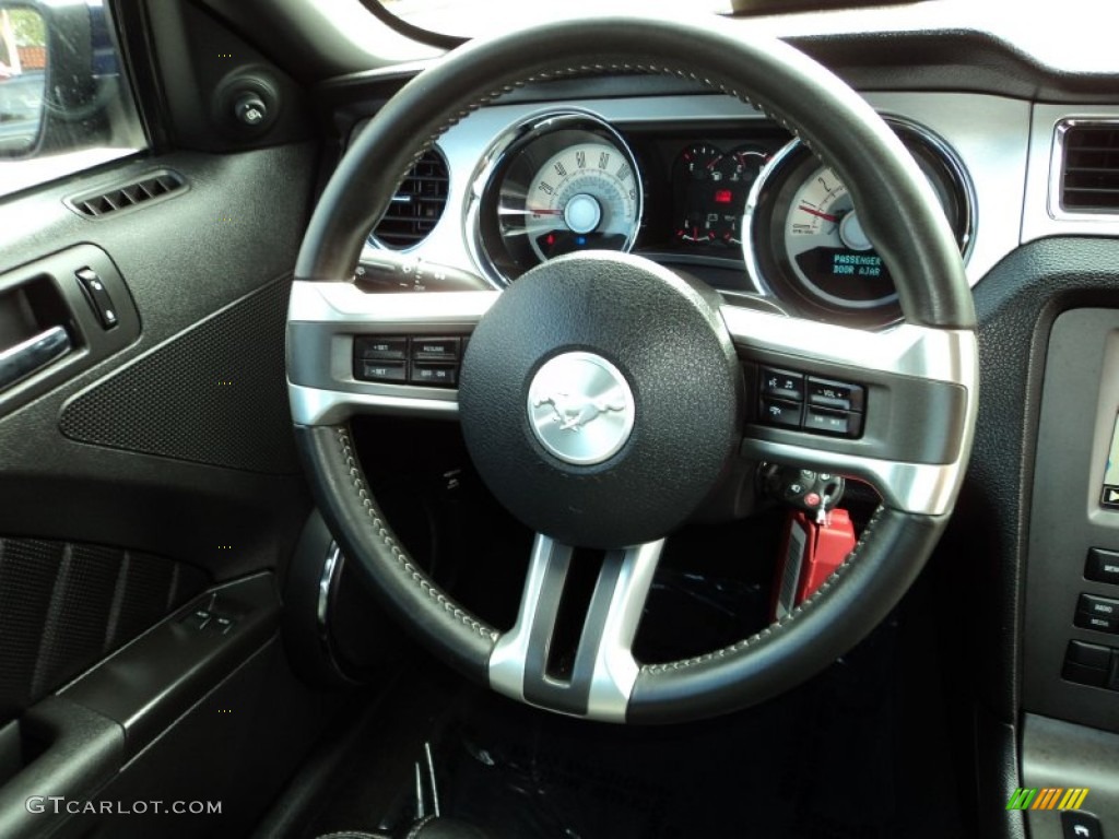 2010 Ford Mustang GT Premium Coupe Charcoal Black Steering Wheel Photo #74165650