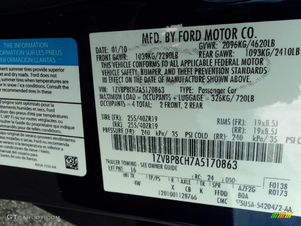 2010 Mustang Color Code L6 for Kona Blue Metallic Photo #74165830